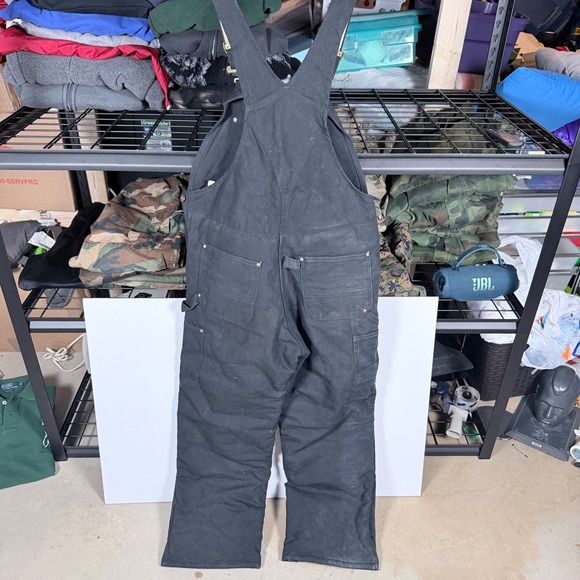 Carhartt Mens R03BLK Quilt Lined Bib Overalls Black Size 34x30 - Picture 3 of 5